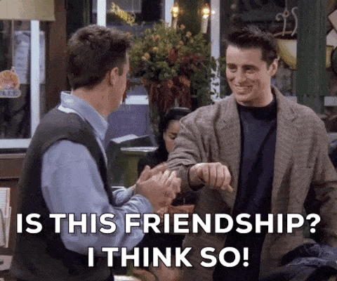 GIF von Friends Scene in der es um Freundschaft geht. Symbolisiert super Kundenservice